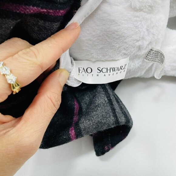 FAO Schwarz Cow Plush Toy 13” Dress Plaid Student School Uniform Backpack Outfit - Picture 11 of 12